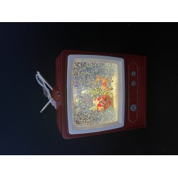 15.5*7*23cm B/O light up musical swirling glitter TV with warm white led,  uses 3pcs AA battery (not included)    