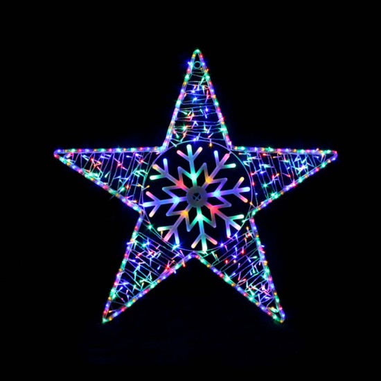 Low Voltage,4.2m LED Ropelight Star with Plastic Snowflake Centre Multicolour Ropelight 36L Per Meter 240 Multicolour LED string Lights. Snowflake 6m Lead Wire.SAA E-Transformer