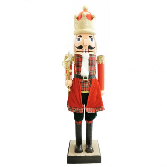44" plastic collapsible Nutcracker king with moving and music, Operated by 9V 1.0A DC adaptor included,