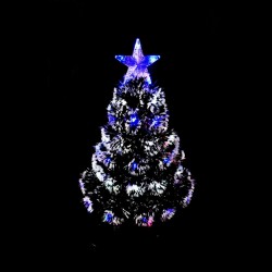 Fiber Optic Xmas Green Tree w/White Tips - 60cm Blue White LED