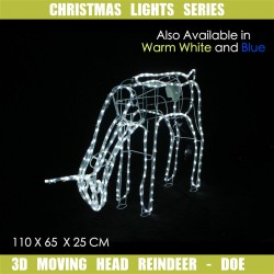 36V LED Motorised Reindeer Eating - White L110xW65xD25 **NEW TWINKLE EFFECT**