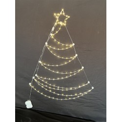Metal tree with silver outline, size: 45X62cm, 84L warm white enameled wire, 1M transparent lead wire, 3AA white outdoor battery box with timer 6H/18H (Battery not included)