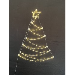 Metal tree with silver outline, size: 69X96cm, 128L warm white enameled wire, 1M transparent lead wire, 3AA white outdoor battery box with timer 6H/18H (Battery not included)