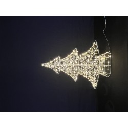 Silver Christmas tree sprayed with metal frame, size: 38*9.5*45CM, wrapped with 480L warm silver enameled wire, light distance: 5cm, 5m transparent lead wire, SAA/31V/3.6W/IP44/SAA switching power supply transformer