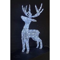 Acrylic head-up deer, wire winding, size: 60*18*100cm, 180L (50+40+90+ plug wires), white LED (18L of which flash), 10M transparent lead wire, SAA/ IP44 / 31V / 3.6W electronic transformer