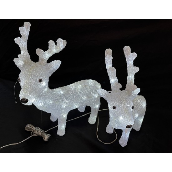 Acrylic 2 Reindeers 40/24 Colour Changing LED 42/34cm