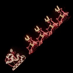 36V LED Flying Santa -Warm White w/ 4 Reindeers L380xW73