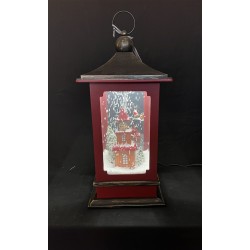 60cm Lantern Snowy Christmas House Vintage Red Music LED